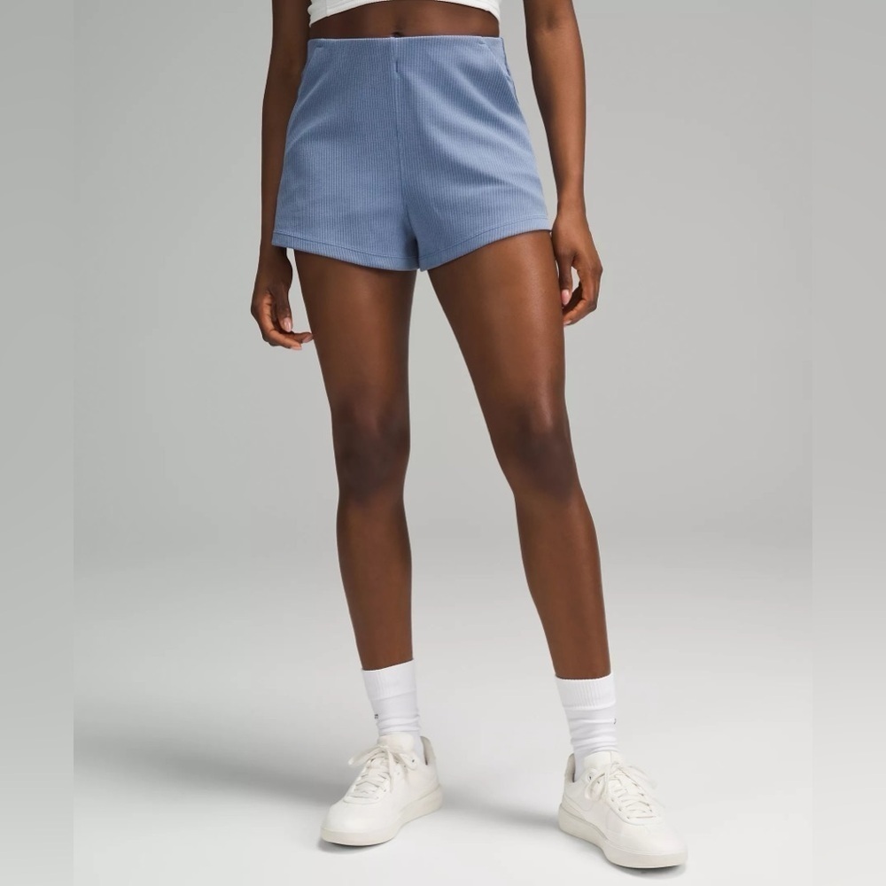 Lululemon Ribbed Softstreme High-Rise Short 2” - Oasis Blue, Size 2